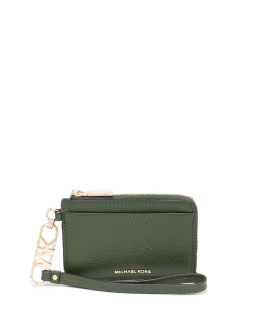 Michael Kors Pappbled Leather Card Holder in Green | Lyst