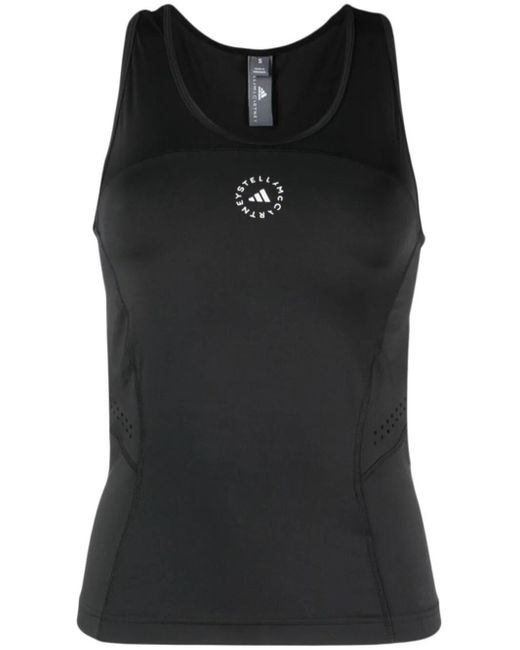Adidas By Stella McCartney Black Logo-print Sleeveless Tank Top