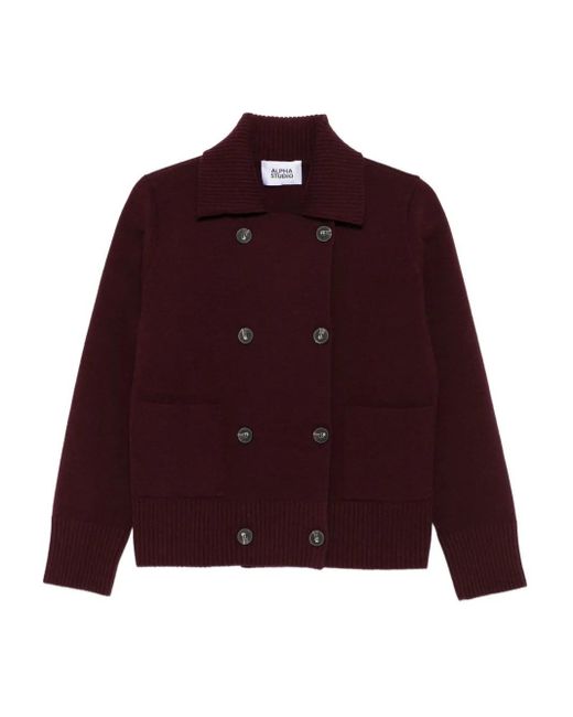 Alpha Studio Alpha Studio Knit Jacket in Red | Lyst
