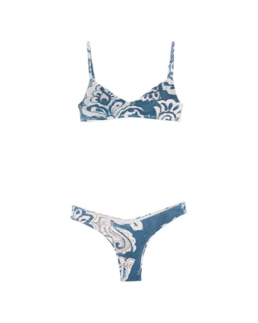 Cia.Marítima Blue Monaco Print Bikini Set