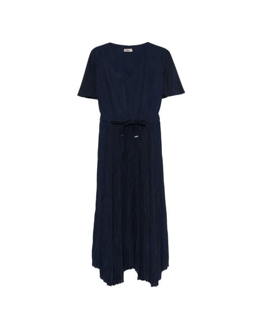 Herno Blue Robe Plissée À Col V