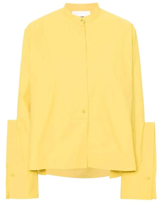 Camicia Con Collo Alla Coreana di Jil Sander in Yellow