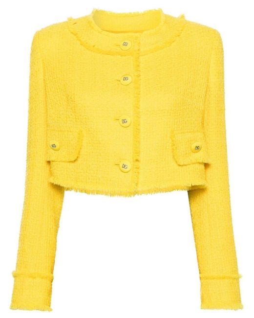 Dolce & Gabbana Yellow Round Collar Jacket