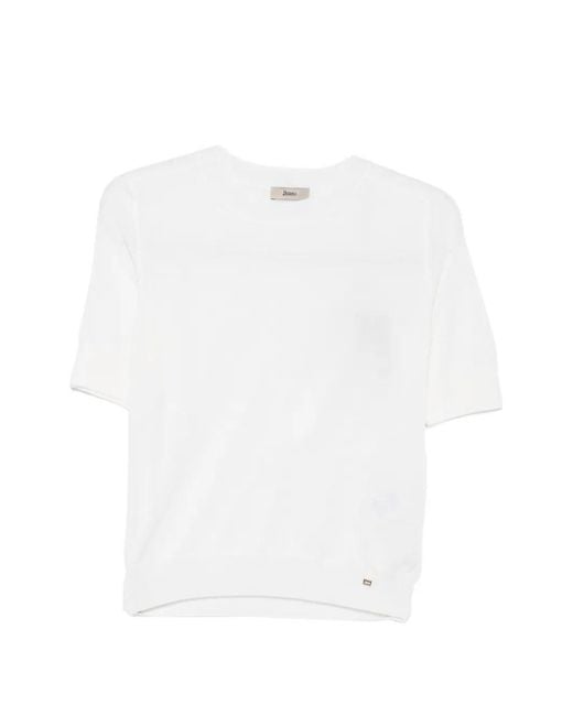 Herno White Short Sleeve Sweater