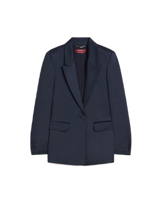 Max Mara Blue Envers Satin Blazer