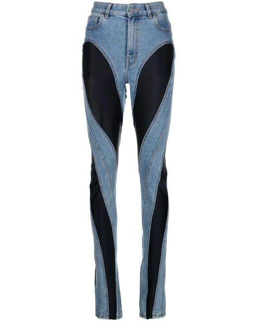 Mugler Blue Slim Jeans With Inserts