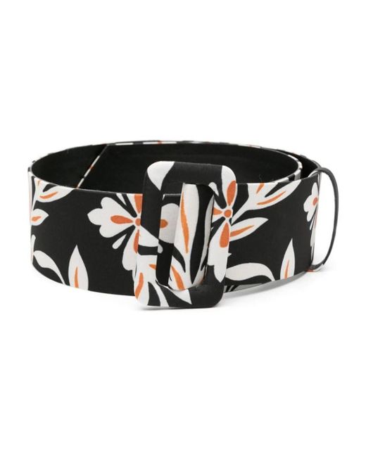 LaDoubleJ Black Floral-print Buckled Belt