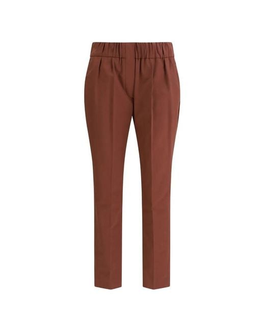 Brunello Cucinelli Brown Cotton Elastane Pants
