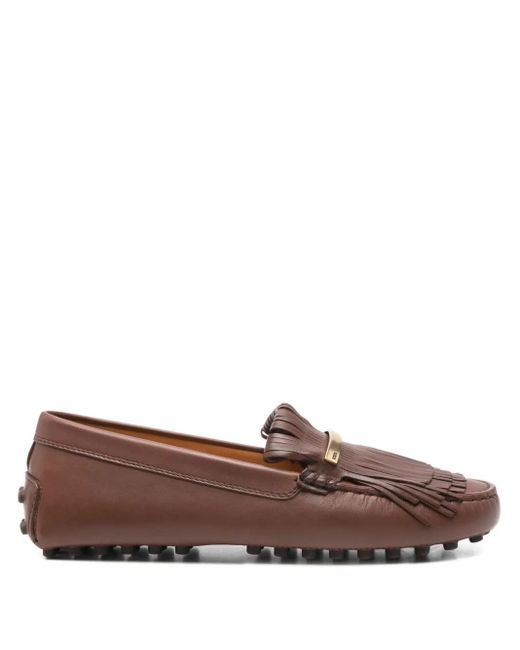 Tod's Women's Brown Fringe-Detail Loafers