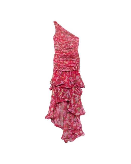 PATBO Pink Floral-Print Ruffled Maxi Dress
