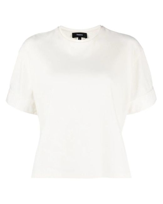 Theory White Drop-Shoulder Piqué T-Shirt
