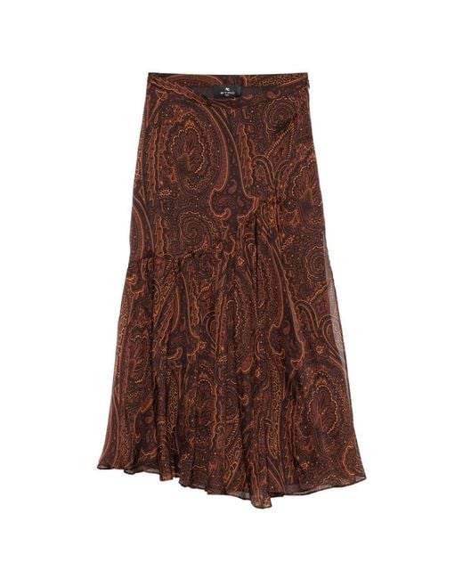 Etro Brown Paisley Print Skirt