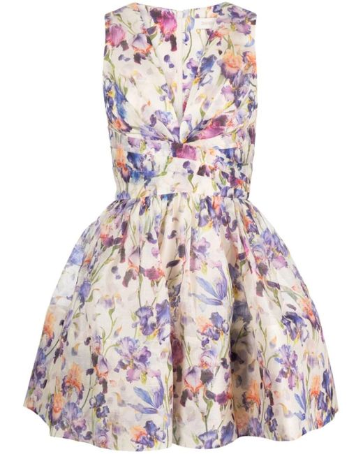 Zimmermann Tamara V Neck Mini Dress in White Lyst