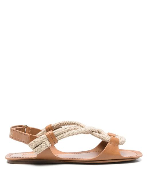 Miu Miu Brown Open-Toe Flat Sandals