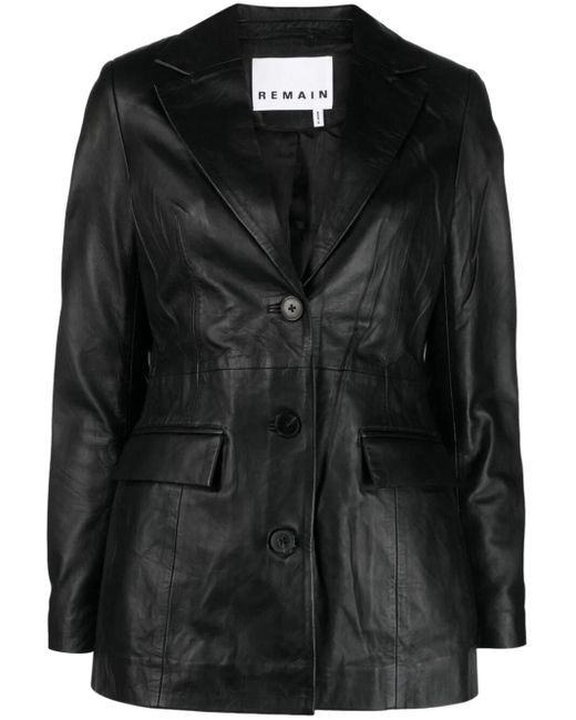Remain Fitted Leather Blazer in Black Lyst