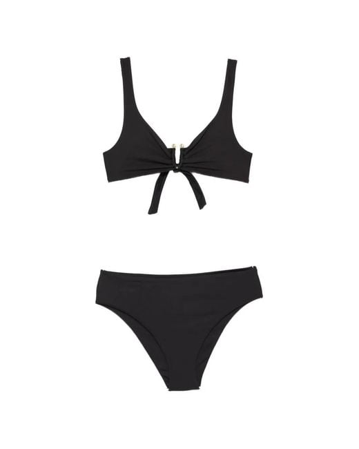 Fisico Black Metallic Detail Bikini Set