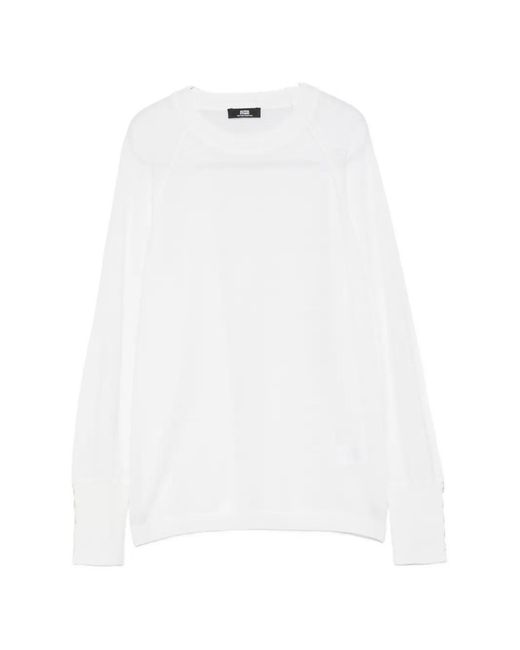 Alpha Studio White Crew Neck Sweater
