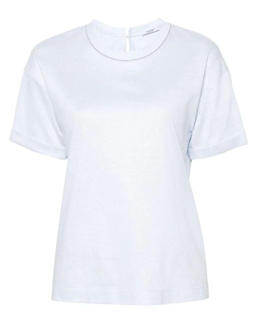 T-Shirt Con Applicazione di Peserico in White