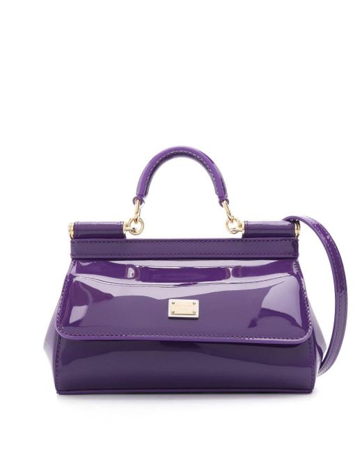 Dolce & Gabbana Purple Small Sicily Patent-leather Tote Bag