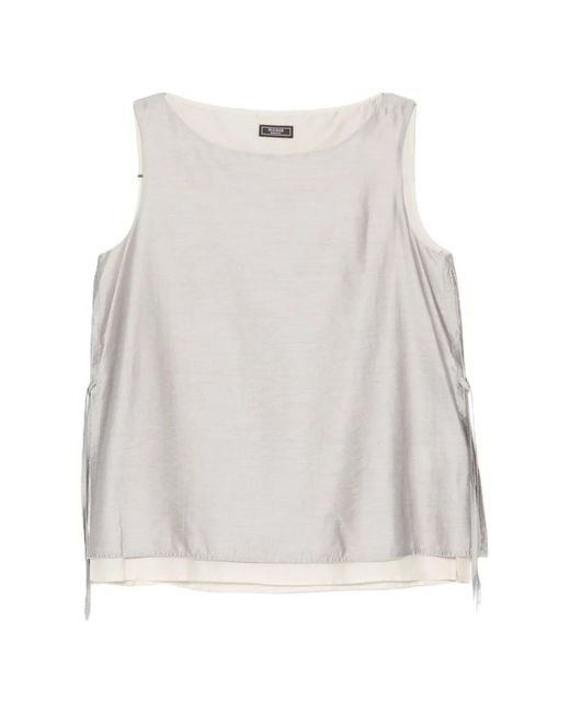 Peserico White Tie-Side Sleeveless Top