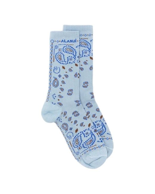 Alanui Blue Bandana Socks