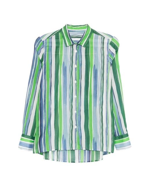 Robert Friedman Green Striped Long-Sleeve Shirt