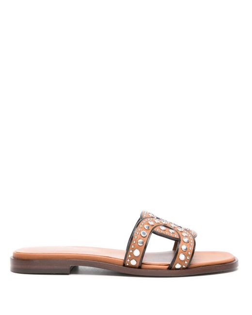 Tod's Pink Leather Flat Sandals