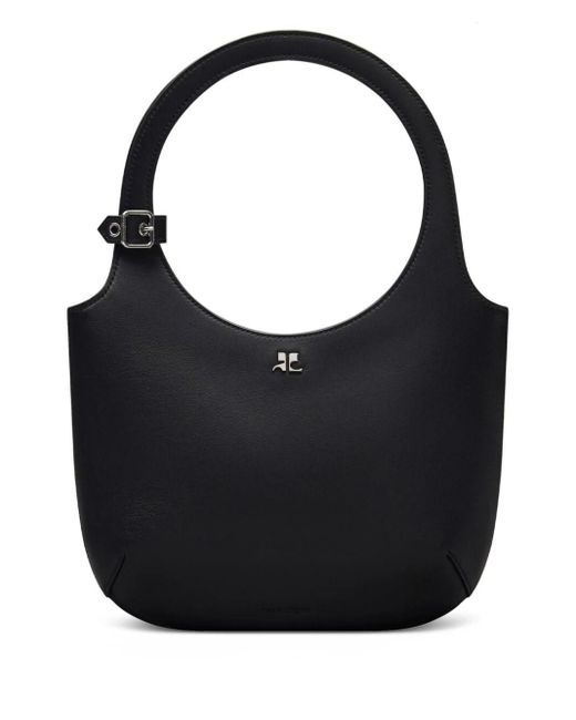 Courreges Black Holy Leather Tote Bag