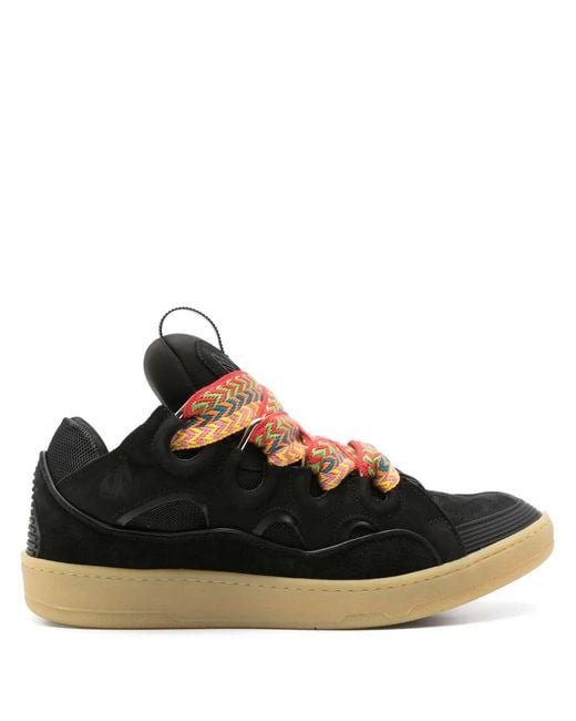 Lanvin Black Men Leather Curb Sneakers