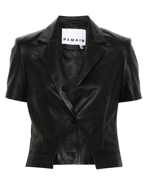 Remain Black Fitted Leather Blazer