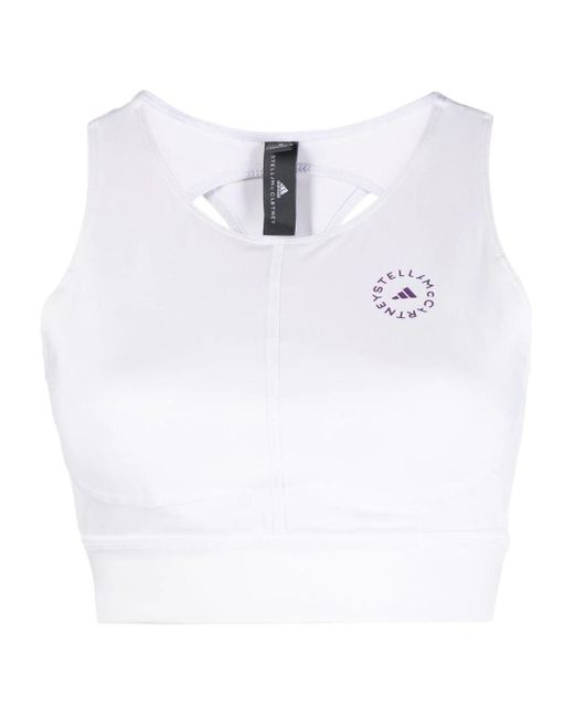 adidas By Stella McCartney Synthetic Asmc Crop Top in White | Lyst