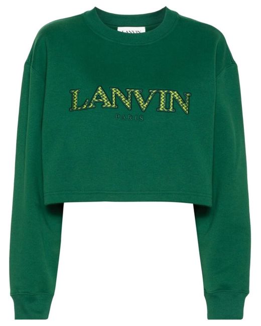 Lanvin Green Curb Embroidered Cropped Sweatshirt