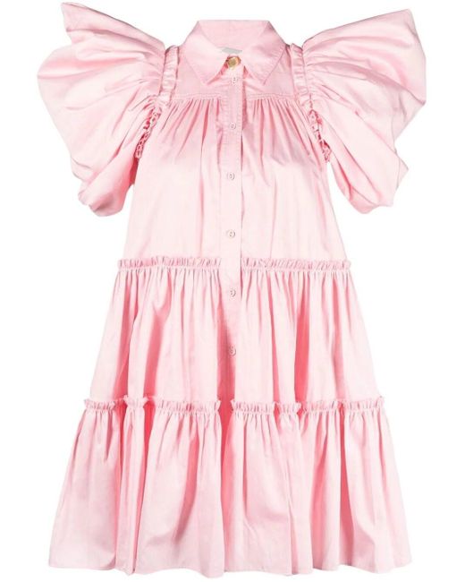 Aje. Pink Swift Butterfly-sleeve Mini Shirtdress