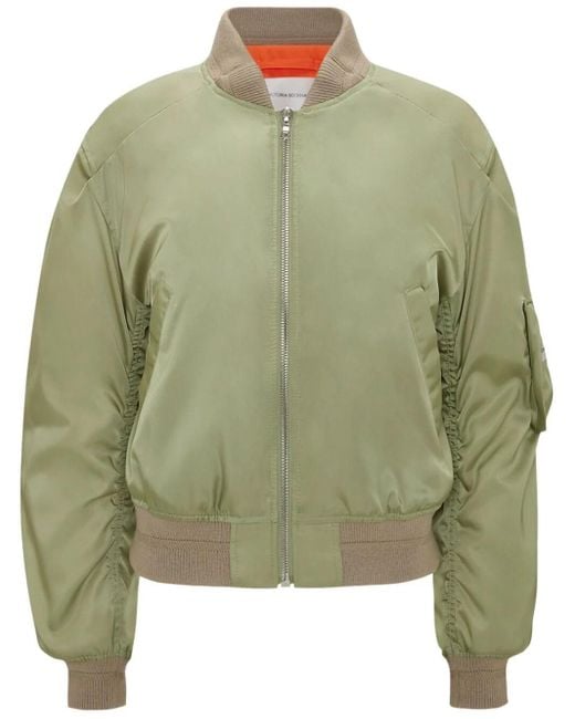 Victoria Beckham Green Cropped Bomber Jacket