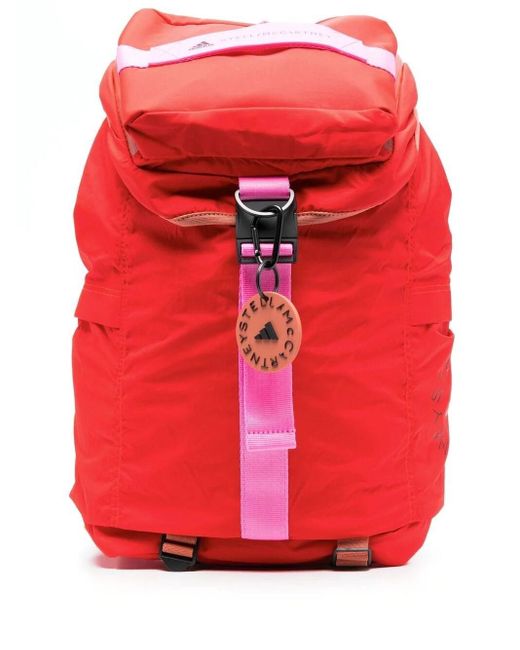 Adidas By Stella McCartney Red Logo-print Zipped Backpack