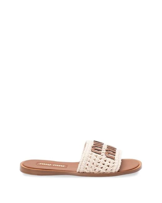 Miu Miu Pink Crochet Sandal