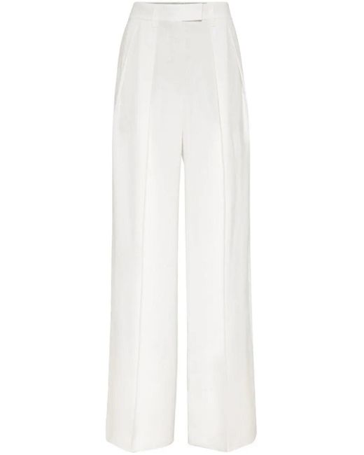 Brunello Cucinelli White Wide-leg Tailored Trousers