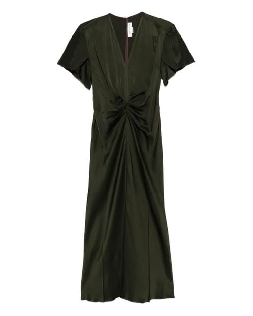 Victoria Beckham Black Twisted V-Neck Midi Dress