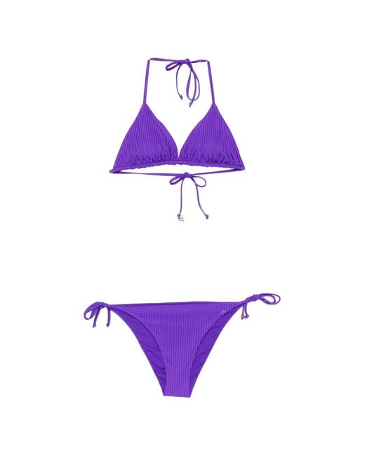Fisico Purple Ribbed Bikini Set