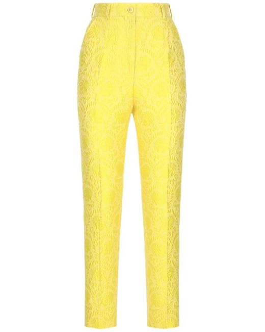 Pantalone Broccato di Dolce & Gabbana in Yellow