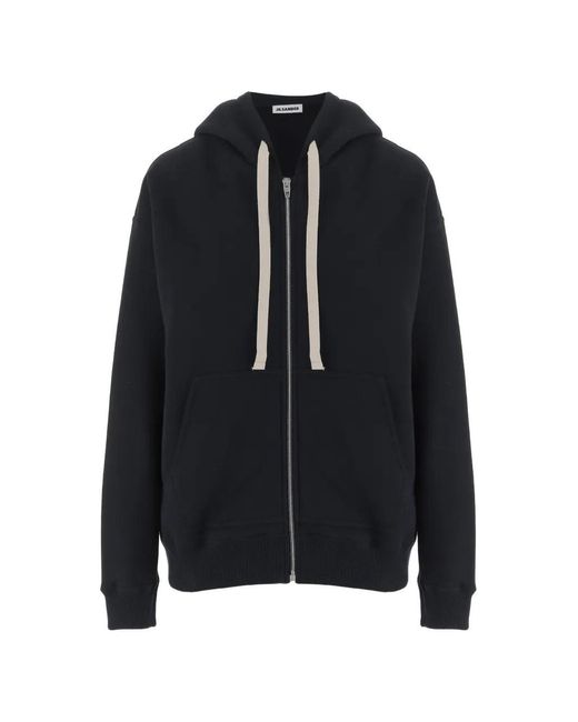 Jil Sander Black Logo-Print Zip-Up Hoodie