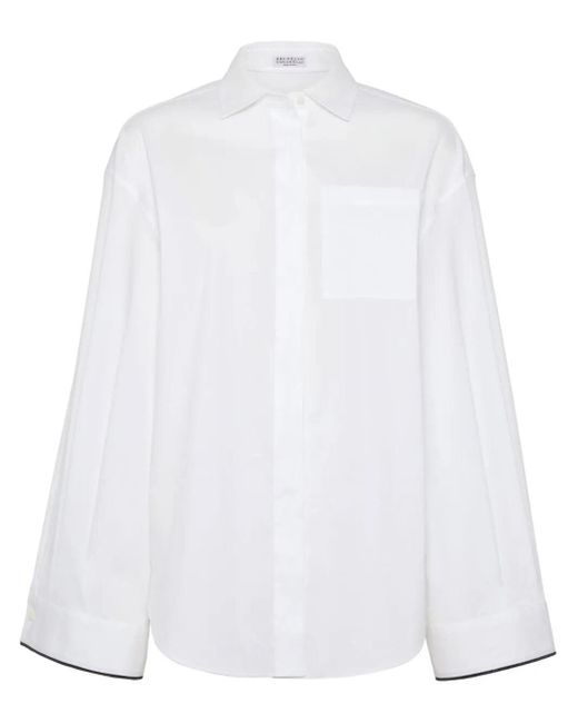 Camicia Con Bordo A Contrasto di Brunello Cucinelli in White