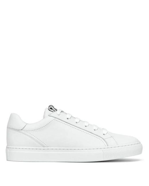Brunello Cucinelli White Monili-embellished Leather Sneakers