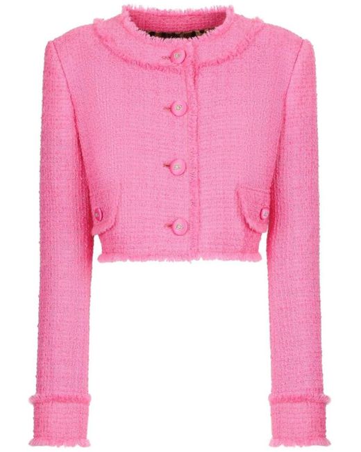 Giacca Crop Con Scollo Rotondo di Dolce & Gabbana in Pink