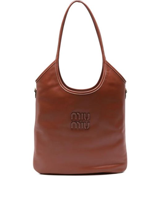 Miu Miu Brown Ivy Regular Leather Tote Bag