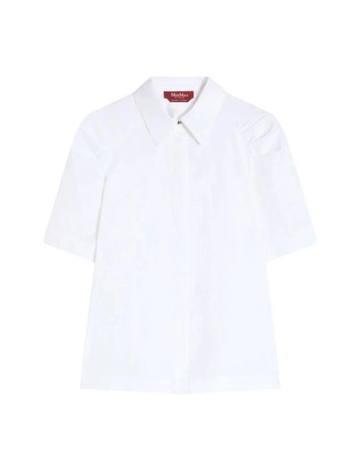Max Mara White Tamore Puff-Sleeve Shirt