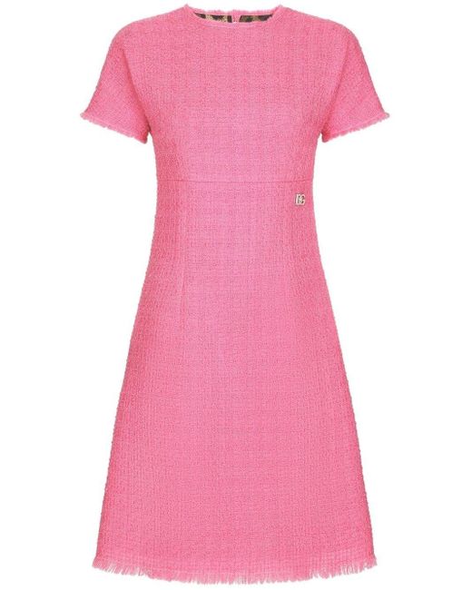 Dolce & Gabbana Pink Rachel Tweed Midi Dress