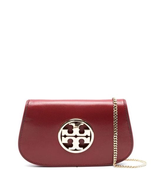 Tory Burch Red Reva Leather Clutch