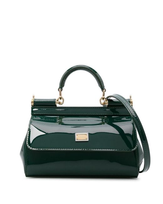 Dolce & Gabbana Green Small Sicily Patent-leather Tote Bag