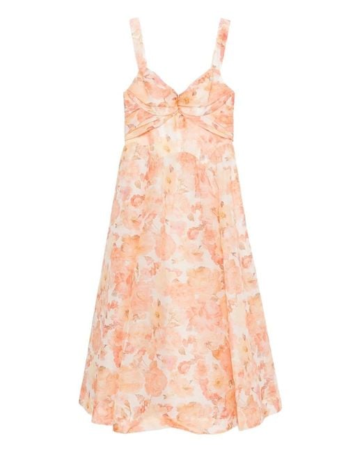 Zimmermann Pink Rebellion Floral Midi Dress